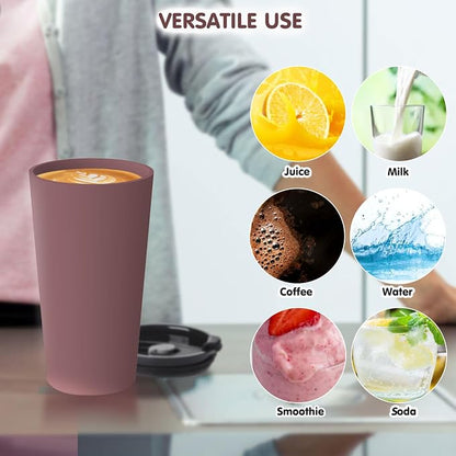 Greentainer 4 Pack Plastic Travel Coffee Mug Set, 20 oz Spill Proof Drinking - Image 6