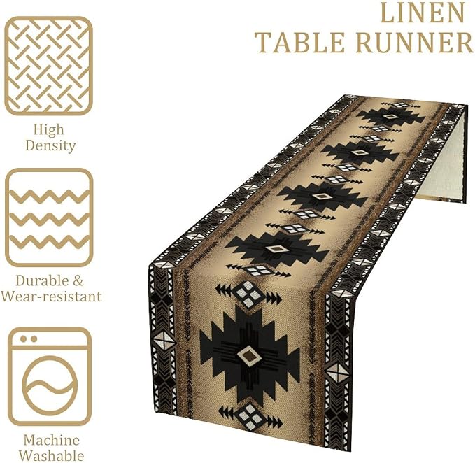 Aztec Southwest Table Runner, Ethnic Style Design Geometric Table Runners Table - Image 4