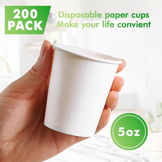 TV TOPVALUE 5 oz Paper Cups, Drinking Cups, Small Tea Cups, To Go Cups - Image 2