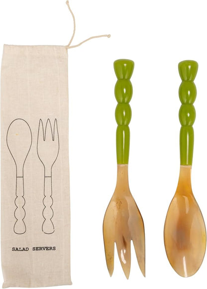 Creative Co-Op 2-pcs Natural Horn Salad Server Set - Image 4