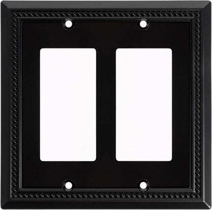 Henne Bery Sunken Pearls Heavy Duty Decorative Wall Plate Switch Plate Outlet Cover (Double Decorator, Matte Black)