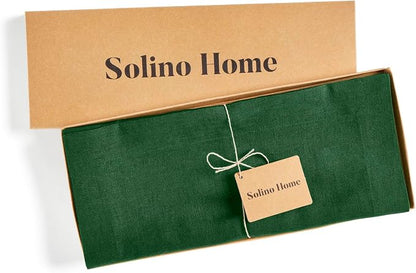 Solino Home 100% Pure Linen Table Runner Pine Green Woven, Fete 14 x 36 in | - Image 7