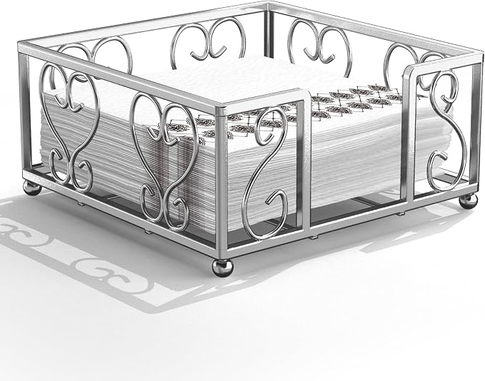 Cocktail Napkin Holder for 5x5 Napkins, Flat Square Caddy, Table | Cocktail by levimetree