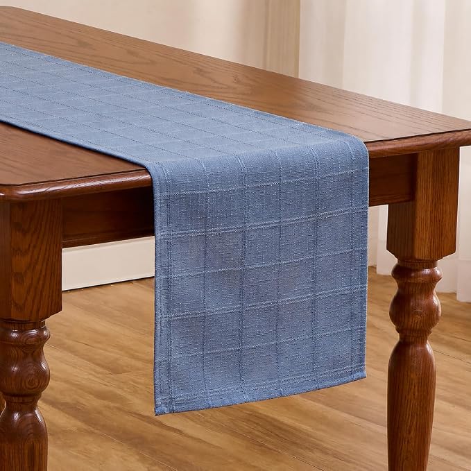 Plaid Table Runner, Woven Grid Pattern, Linen Texture Elegant Dining Table Decor - Image 5