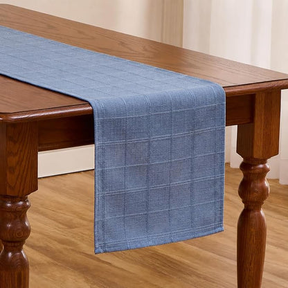 Plaid Table Runner, Woven Grid Pattern, Linen Texture Elegant Dining Table Decor - Image 5
