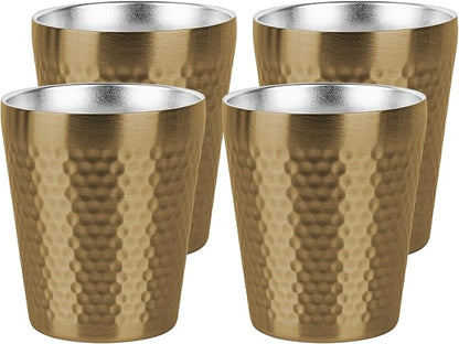 Adorila 10oz Stainless Steel Cups 4 Pack, Anti-Jam Ridge Design by Adorila