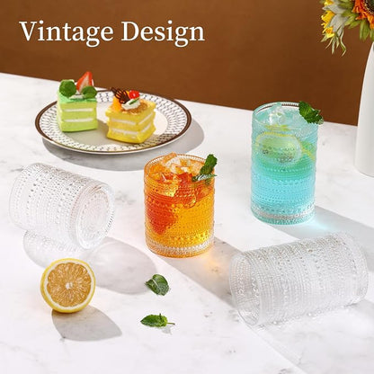 Moretoes Hobnail Drinking Glasses Set of 12, Vintage Water Glass Cups | 12 Oz - Image 5