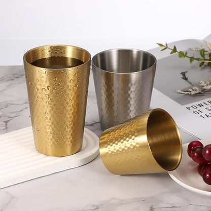 uxcell 2 Pcs Stainless Steel Cups, 10oz/300ml Metal Cups Diamond Textured - Image 3