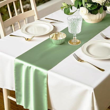 Satin Sage Green Table Runners 10 Pack - Image 4