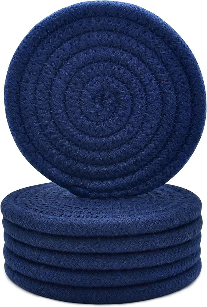 ABenkle Woven Coasters for Drinks Set of 6, Boho Absorbent Drinking Coaster by ABenkle