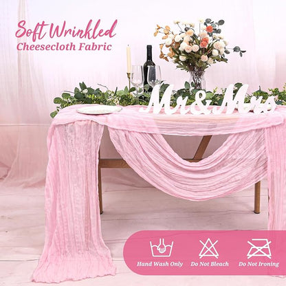 Pesonlook Cheesecloth Table Runner Light Pink, 10 Pack 17.7x108 inch, Long | - Image 8