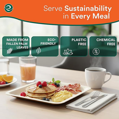ECO SOUL Palm Leaf Plates 8"(50 Count) Square Compostable Bamboo Plates Heavy- Duty, Biodegradable Eco-Friendly Dinnerware for Party Dinner, Wedding, Holiday & Event
