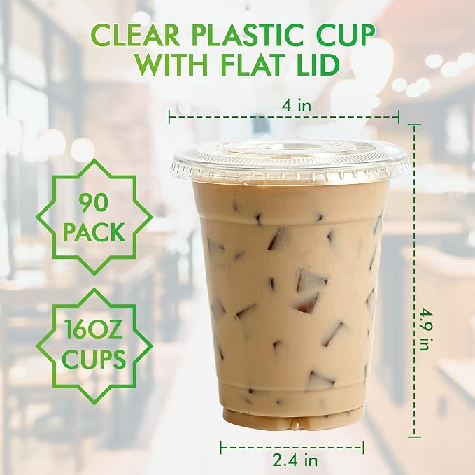 Lilymicky 90 Sets 16 oz Clear Plastic Cups - Image 8