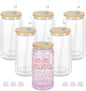 16 Oz Plastic Snowglobe Tumbler, 6 Pack Pre-Drilled Double Wall Plastic Clear by Maucircol