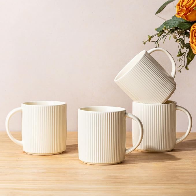 theterra Ceramic Coffee Mugs Set of 4, 14.2 oz Coffee Cups by TheTerra