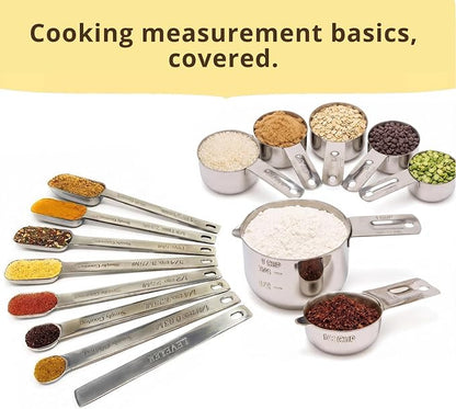 Measuring Cups and Spoons Set of 15, Stackable Cups, Long Handle - Image 3