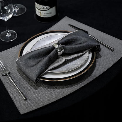 Faux Leather Waterproof Placemats Set of 4, Heat Resistant Reversible PU Place Mats, Dining Table Mats for Indoor Outdoor (Round Table, Grey)