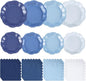 NatNarr Dusty Blue Party Plates And Napkins Set, 24 Guests, 4-Tone Gradient Blue by NatNarr