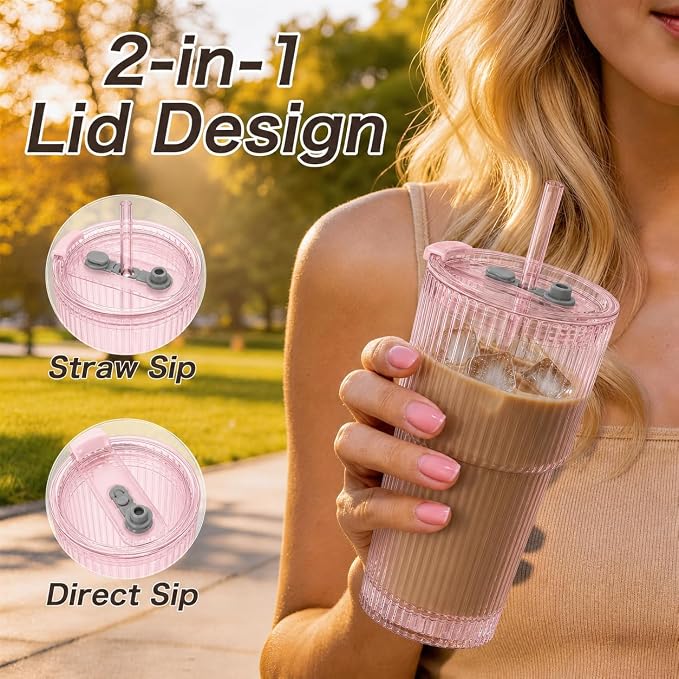 20oz Iced Coffee Cups with Lids - Image 2