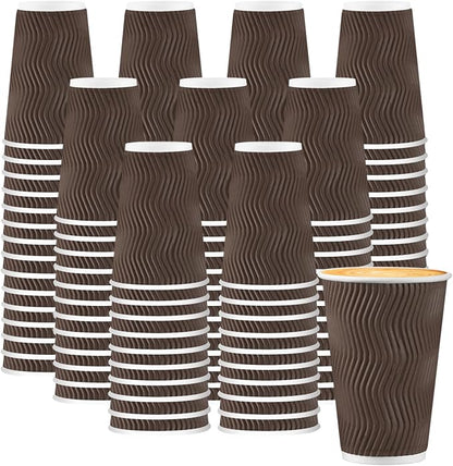 BYSNOW 500 Pack 16 oz Coffee Cups, Insulated Disposable Hot Paper Cups | by BYSNOW