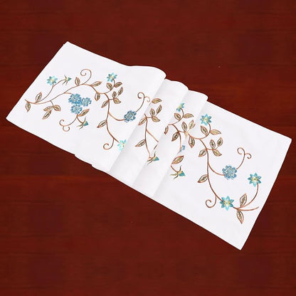 Double Thickness Rustic Embroidered Floral Table Runners - Image 2