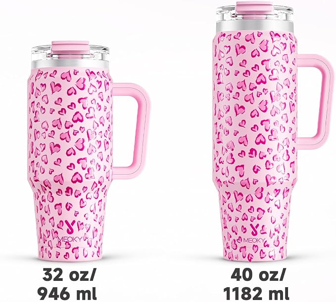 Meoky 40 oz Tumbler with Handle and Straw, Insulated Tumbler with Lid and Straw - Image 8