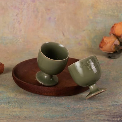 KAMMAK Tea Cup, Porcelain Tea Cups Set, 1.6oz Small Tea Set of 2 - Image 5