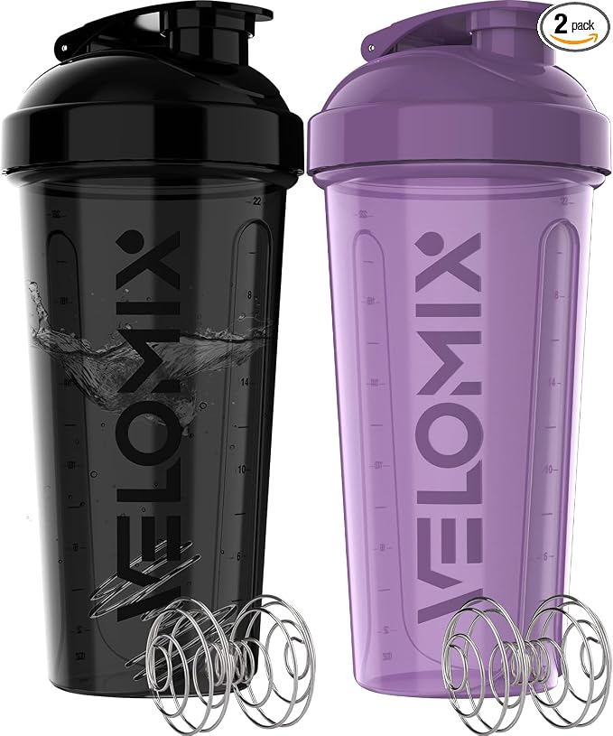 VELOMIX 2 Pack 28oz Protein Shaker Bottle by VELOMIX
