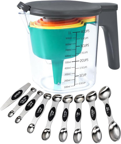19-Pc Magnetic Measuring Cups and Spoons Set, by Recogwood