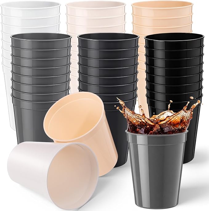 Yungyan 50 Pack, 16 oz Stadium Cups Reusable Plastic Cups, Neutral Colors by Yungyan