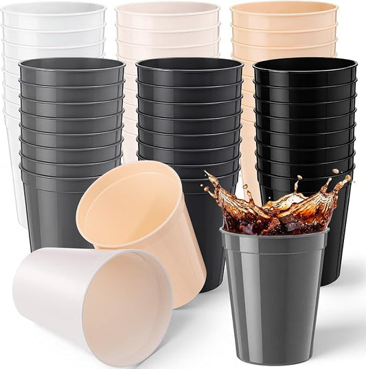 Yungyan 50 Pack, 16 oz Stadium Cups Reusable Plastic Cups, Neutral Colors by Yungyan