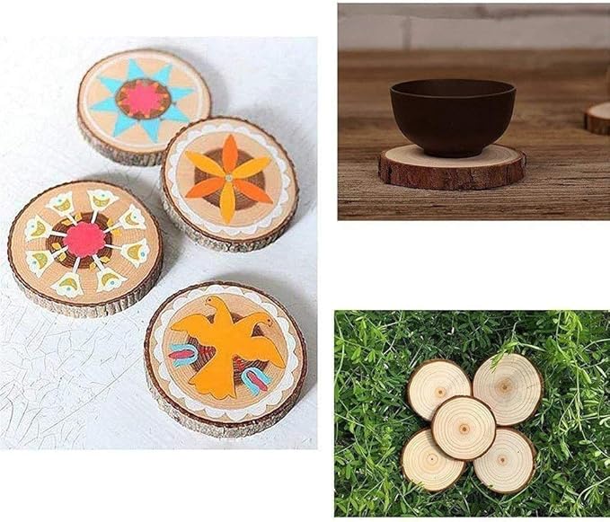 Natural Wood Slices 25Pcs 3.1-3.5 Inches Unfinished Wood Craft Kit Undrilled - Image 5