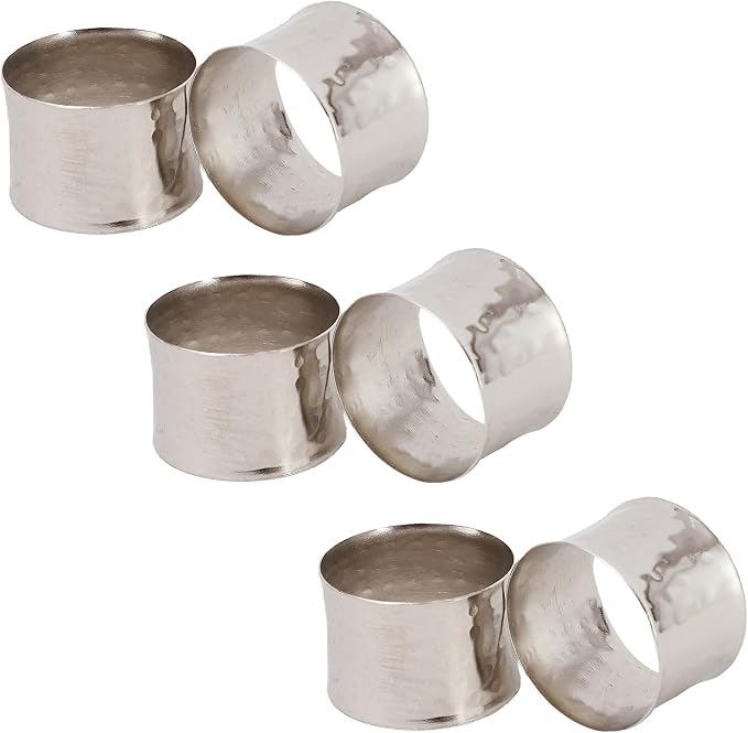 ITOS365 Handmade Round Hammered Silver Napkin Rings Holder by ITOS365