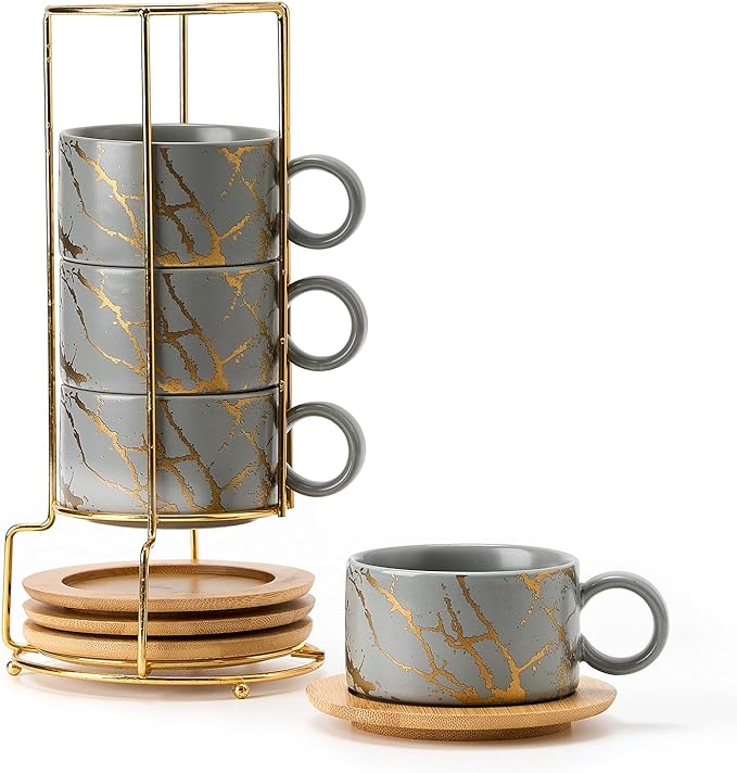LUKA 6 Ounce Porcelain Stackable Espresso Cups by LUKA