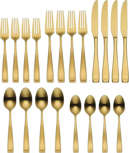 Oneida Moda Gold Satin 20-Piece 18/10 Silverware Set - Image 2
