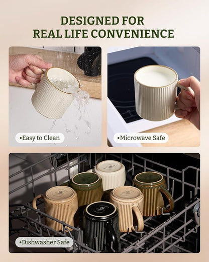 famiware Coffee Mug Set for 4, Star 12 oz Catering Mugs Cup Set - Image 5