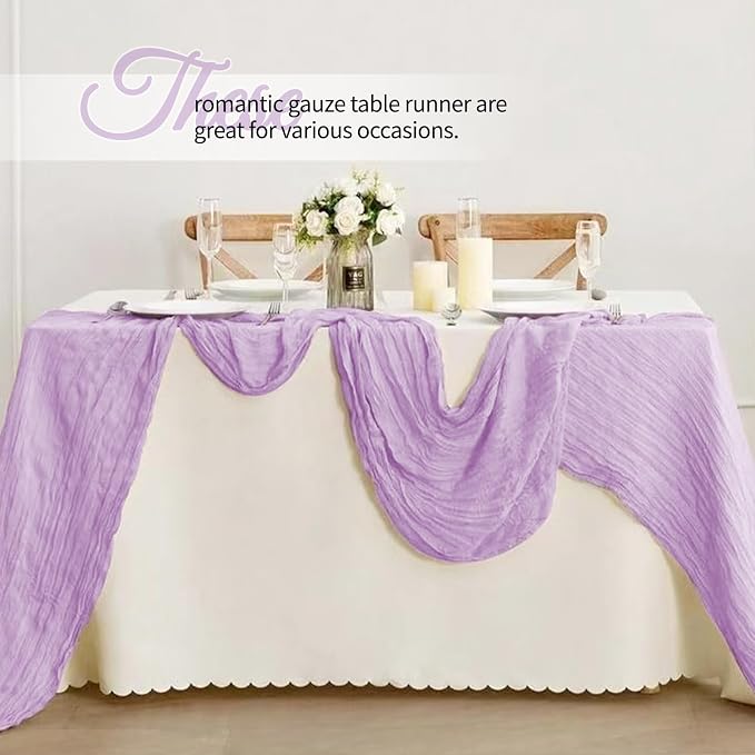 12 Pack Lavender Cheesecloth Table Runner 10Ft, Lilac Purple Table Runners 21.5 - Image 4