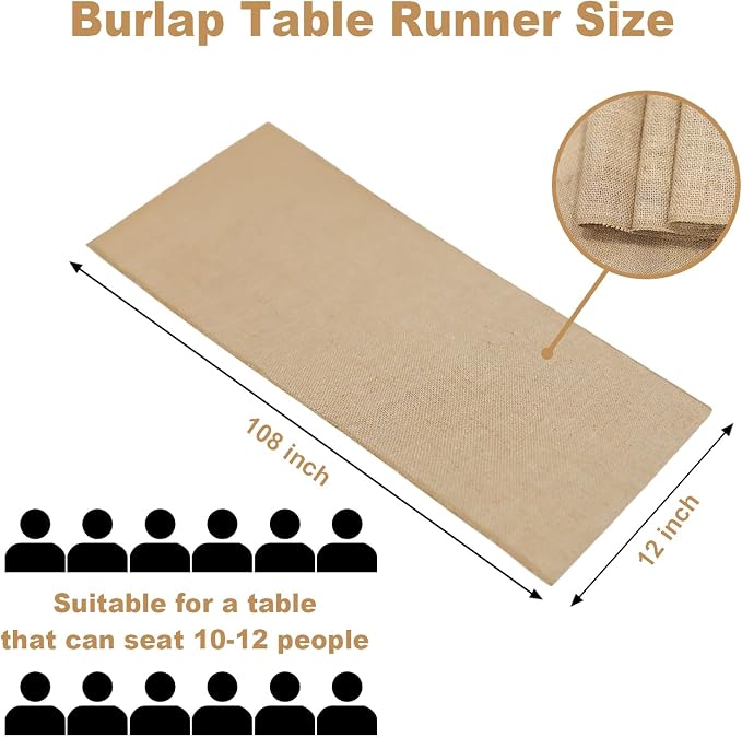 12 Pack Burlap Table Runners 12x108 Inch - Image 3