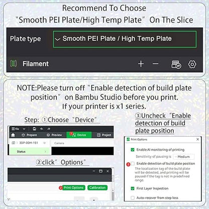 PEW PES Build Plate for Bambu 3D Printers, Smooth Rainbow Gear+Rainbow Plaid Build Plate Flexible Holographic Bed Plate 257x257mm for Bambu Lab X1C/X1/X1E/P1P/P1S/A1 3D Printer