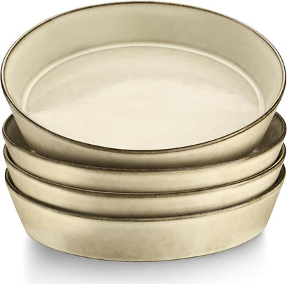 LIANYU 34oz Pasta Bowls Set of 4, 8.7’’ Wide Ceramic Bowl Plates | Shallow by LIANYU