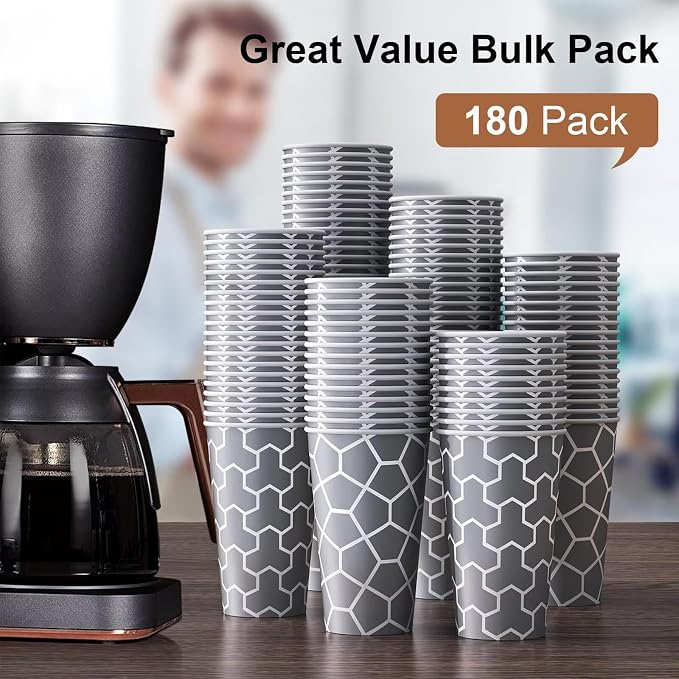 16 oz Paper Cups 180 Pack, Insulated Disposable Hot Cups | Hot and Cold Drinks - Image 8
