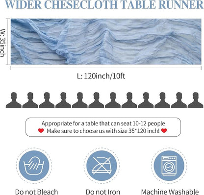 12 Pack Dusty Blue Cheesecloth Table Runners 35x120 Inch, Semi Sheer Boho Gauze - Image 6