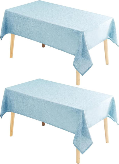Hiasan 2 Pack Faux Linen Rectangle Tablecloth - Wrinkle and Stain Resistant Washable Table Cloth for Kitchen Dining Room Holiday Table Cover for Party Dinner, Lux Slate Blue, 54 x 80 Inch
