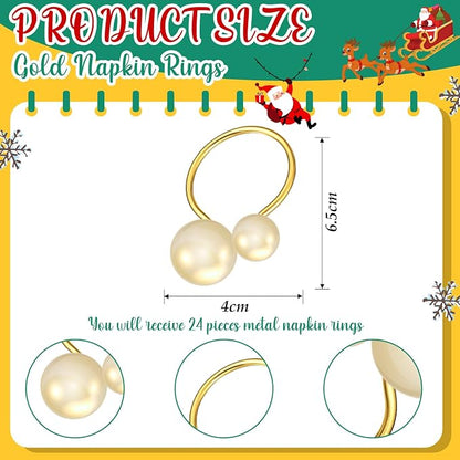 Sliner 24 Pcs Pearl Napkin Rings - Image 2