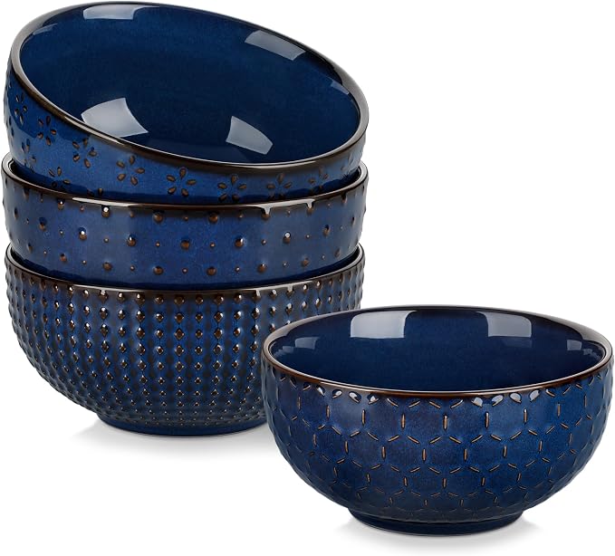 MALACASA Cereal Bowls, 30 Ounce Ceramic Blue Soup Bowl by MALACASA