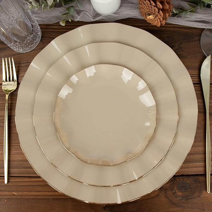 Efavormart 10 Pack | Taupe 6" Round Plastic Dessert Salad Plates, Disposable by efavormart