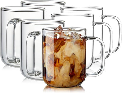 Glass Coffee Mugs, 12 oz iced coffee cups, Glass Mugs by BWODYAY