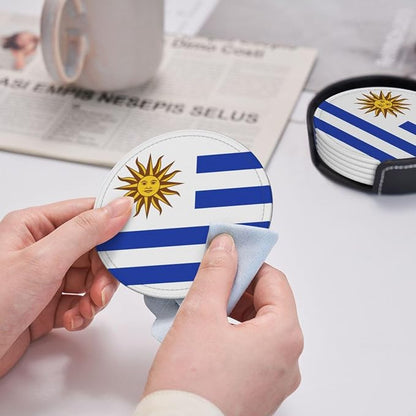 6 Pack Uruguay Flag Leather Coaster - Image 6