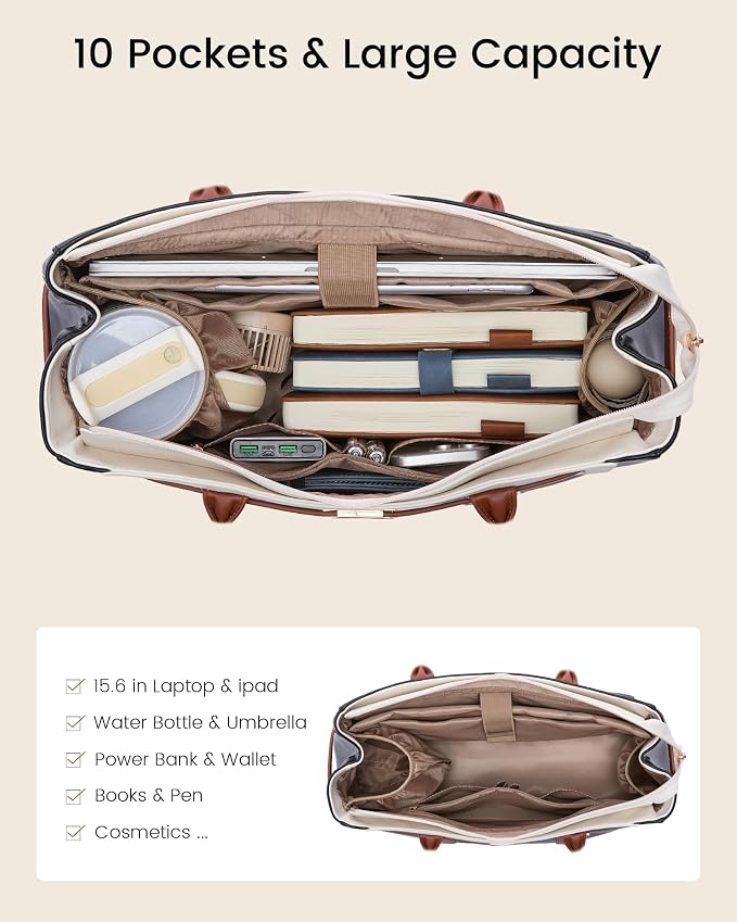 LOVEVOOK Laptop Tote Bag for Women, 2-in-1 Work Teacher Bags - Image 4