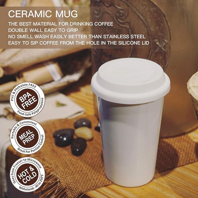 Double Wall Insulated Ceramic Cup, I Am Not a Paper Cup, Ceramic Travel Cup - Image 2